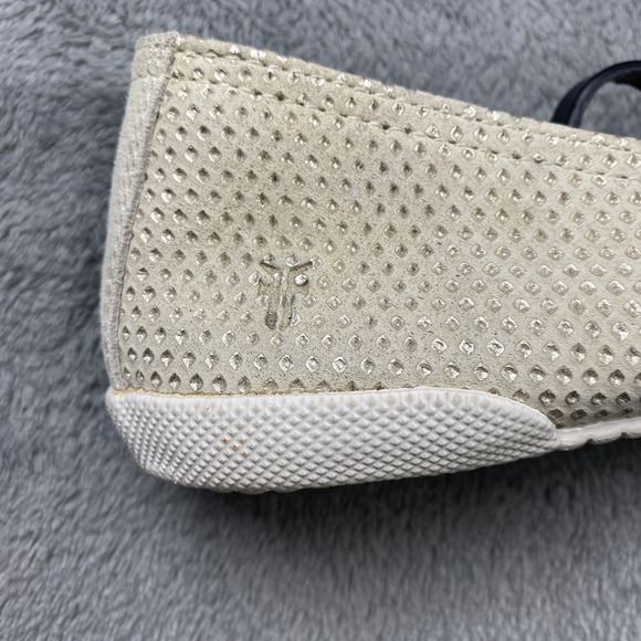 Frye Slip On Shoe Women 8.5 Melanie Metallic Perforated Diamond Leather Sneakers - Picture 6 of 12